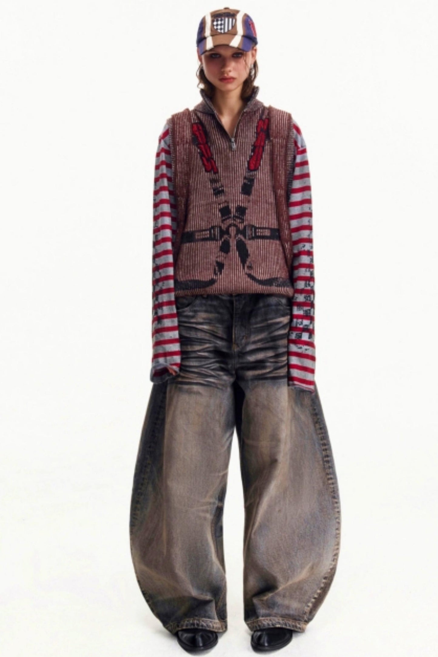 Retro Washed Wide-Leg Jeans