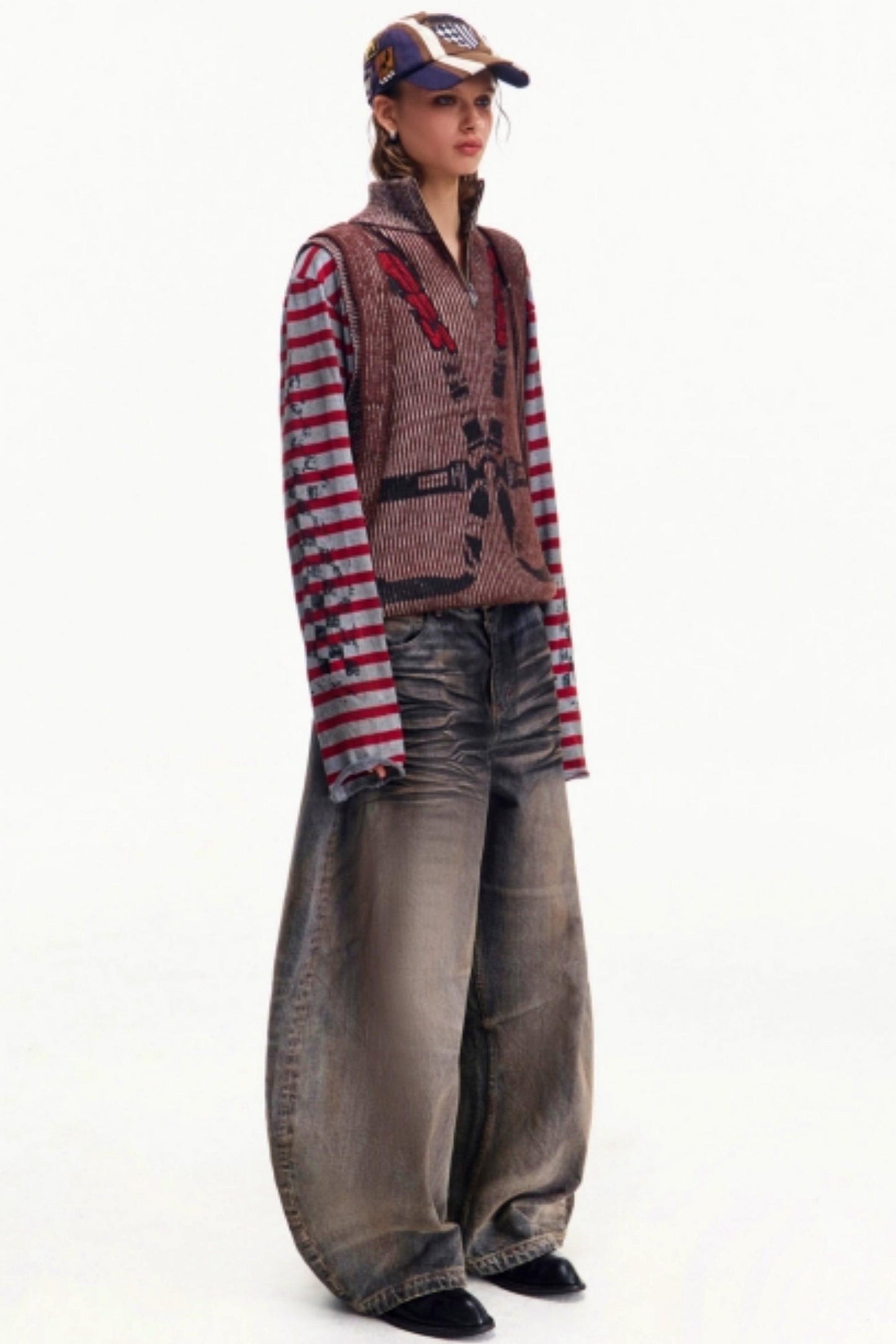 Retro Washed Wide-Leg Jeans