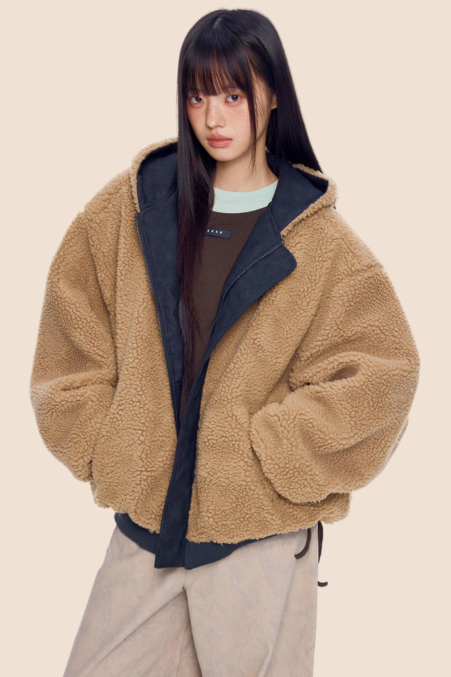 Faux Shearling Color-Block Jacket