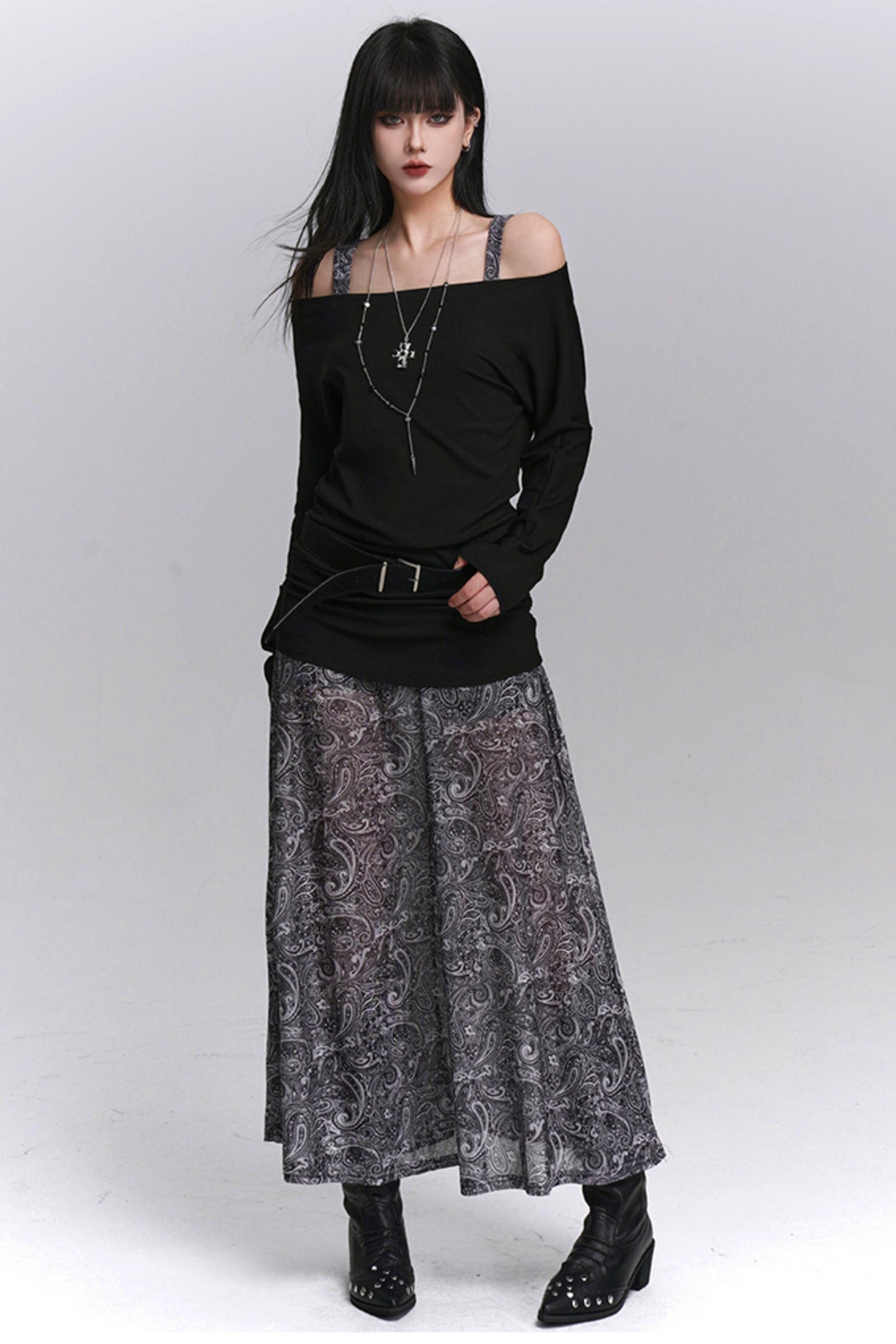 Autumn One-Shoulder Camisole Dress Set