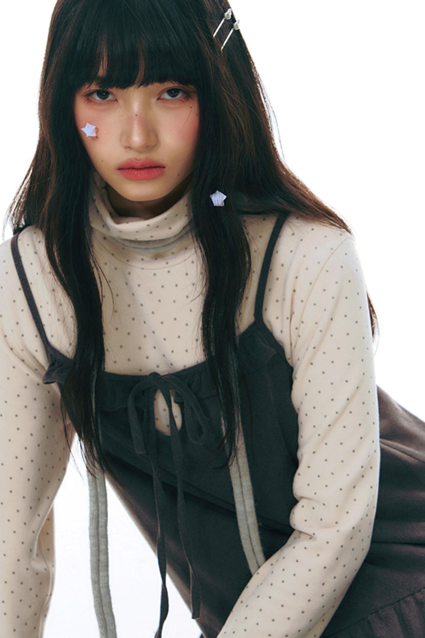 Patchwork Plaid Shirred Japanese Lace-Up Long Dress