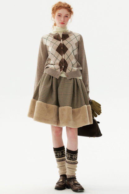 Preppy Wool Diamond Cardigan