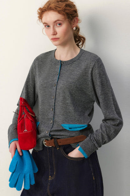 Color-Block Wool Cardigan