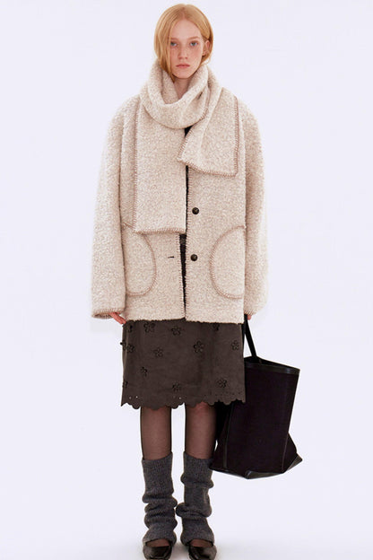 Soft Beige Woolen Coat Set