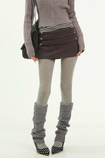 Retro Woolen A-Line Skirt