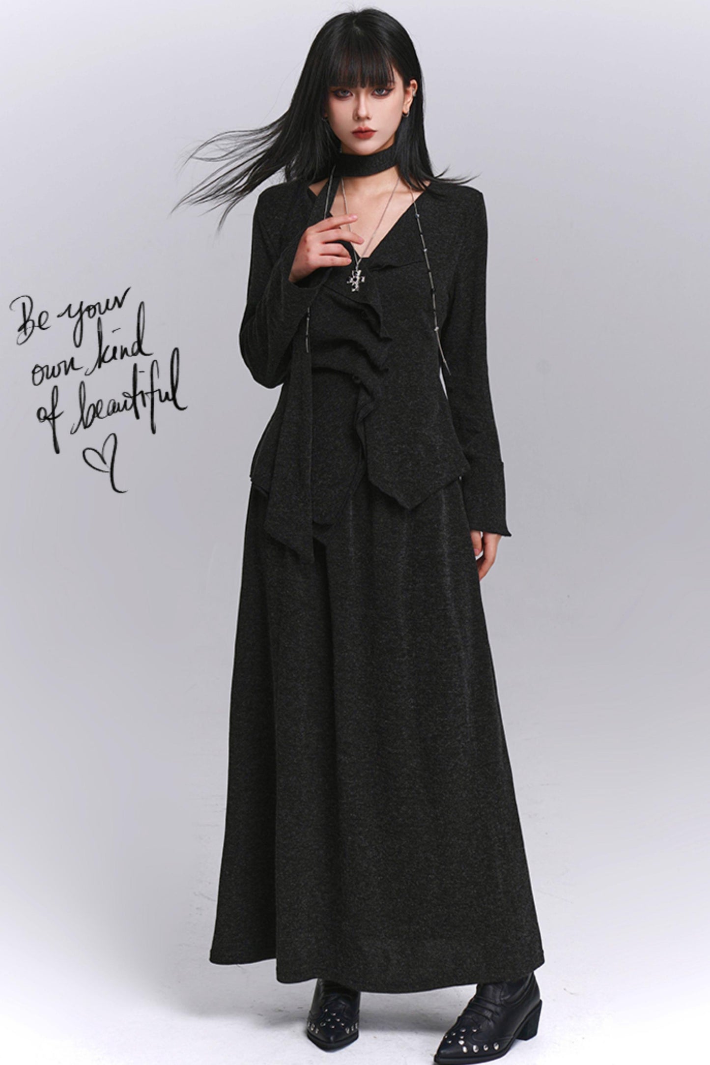 Chic Gray Two-Piece Suit Skirt Set-Up