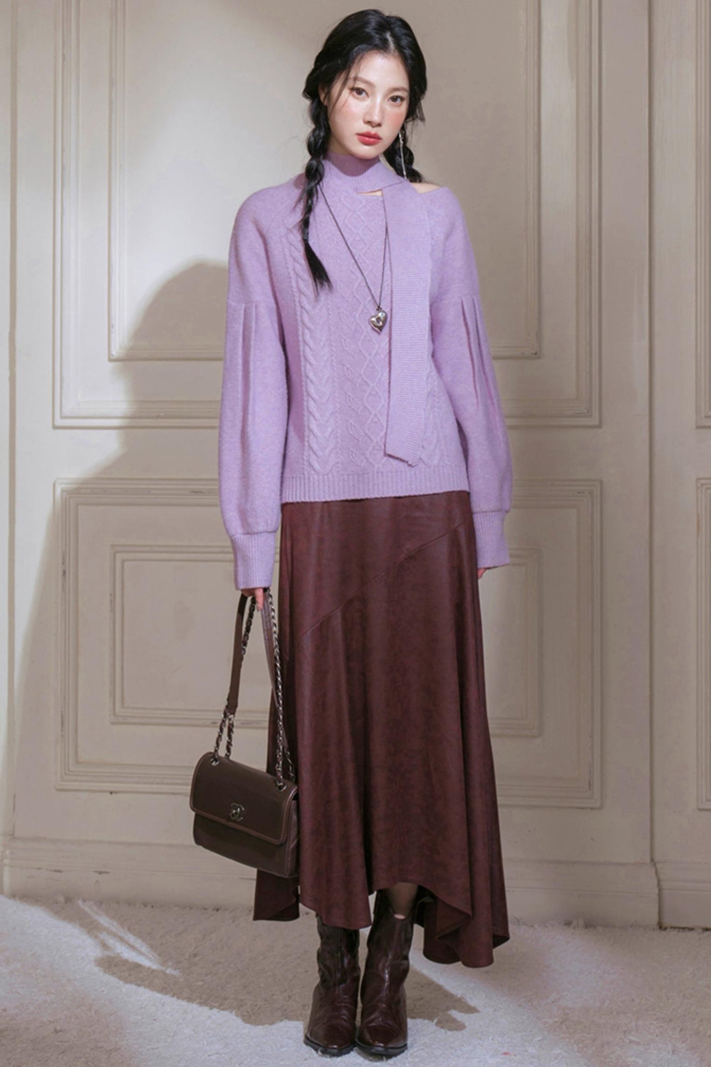 Violet Wool Lantern Sleeve Sweater