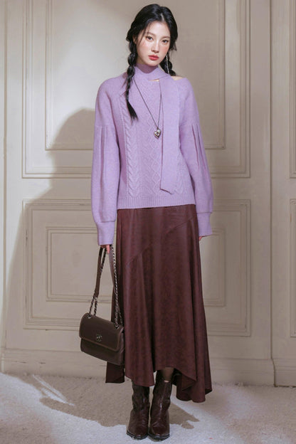 Violet Wool Lantern Sleeve Sweater