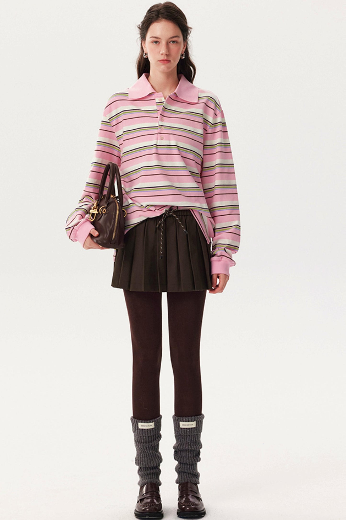 Autumn Texture Long-Sleeved Polo Shirt