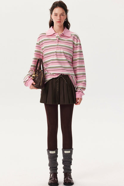 Autumn Texture Long-Sleeved Polo Shirt