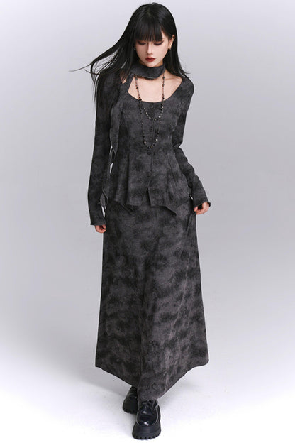 Good-Looking Noble Gray Skirt Set-Up