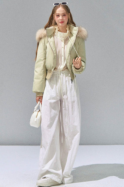 Big Fur Collar Waist Down Jacket