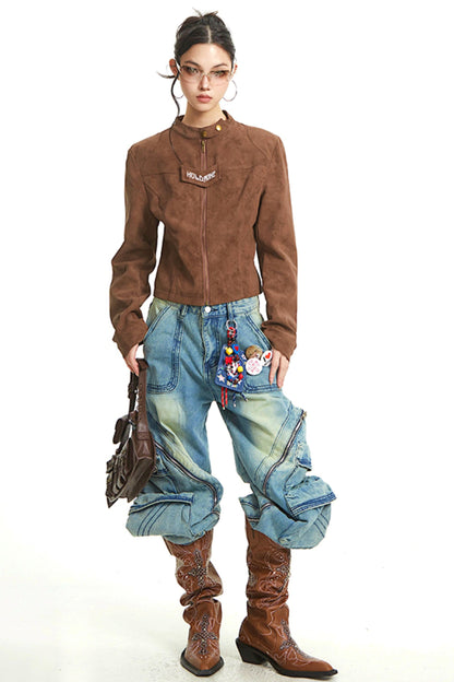 Vintage Brown Moto Jacket