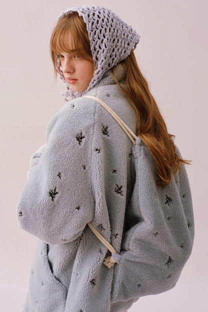 Soft Velvet Floral Backpack