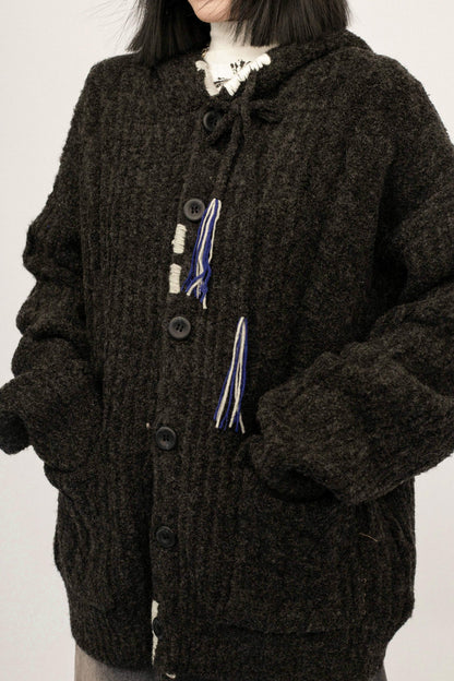 Retro Autumn Hooded Cardigan