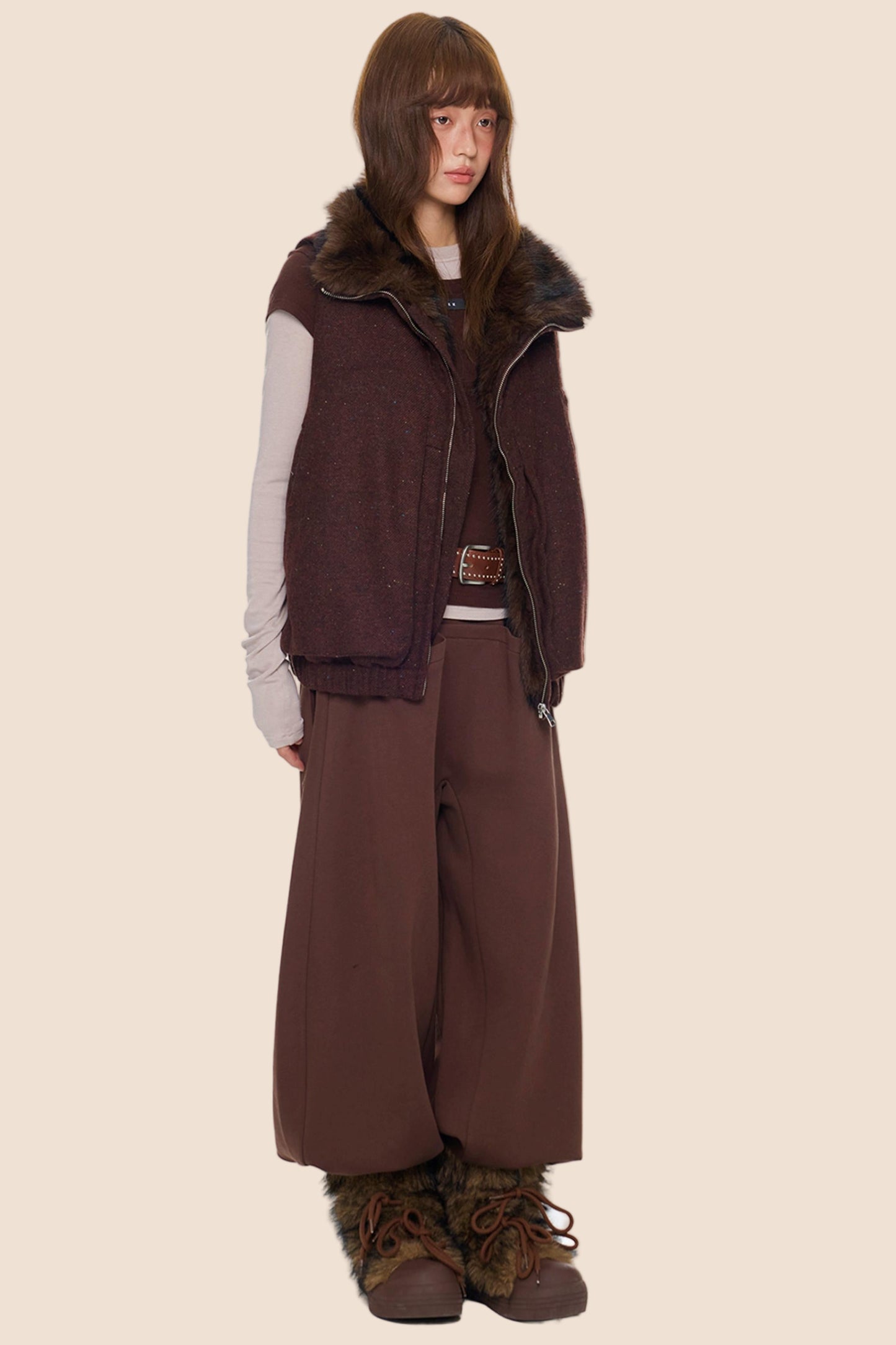 Furry Stand-Up Collar Vest