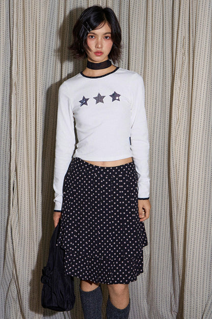 Star Contrast Long Sleeve Top