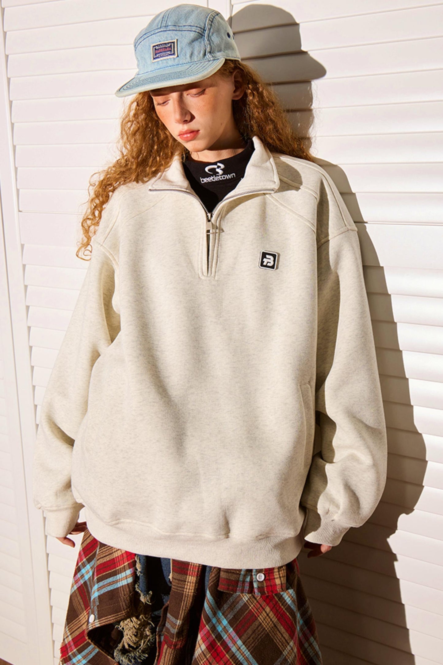 Half-Zipper Stand Collar Polo Sweatshirt