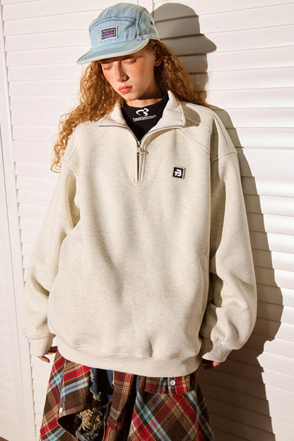 Half-Zipper Stand Collar Polo Sweatshirt