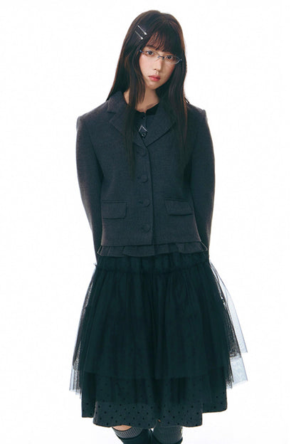 Original Ruffled Woolen Suit Jacket Set-Up