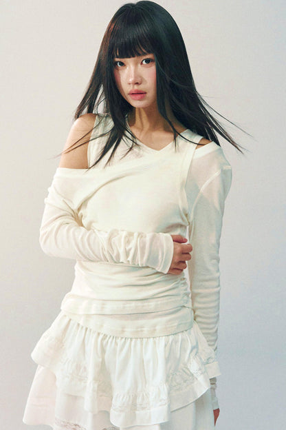 White Tencel Wool Knitwear Set