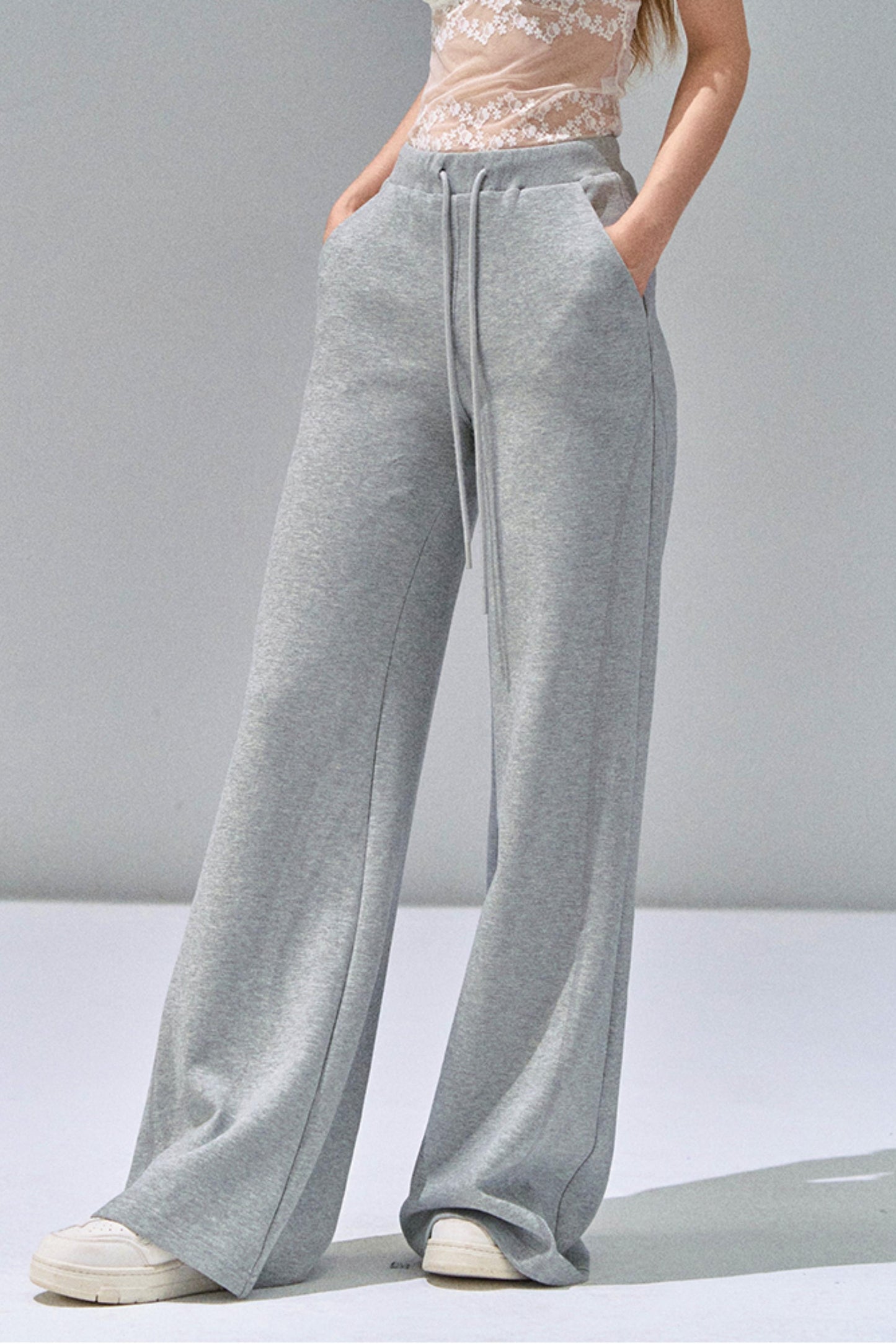Grey Straight-Leg Sweatpants