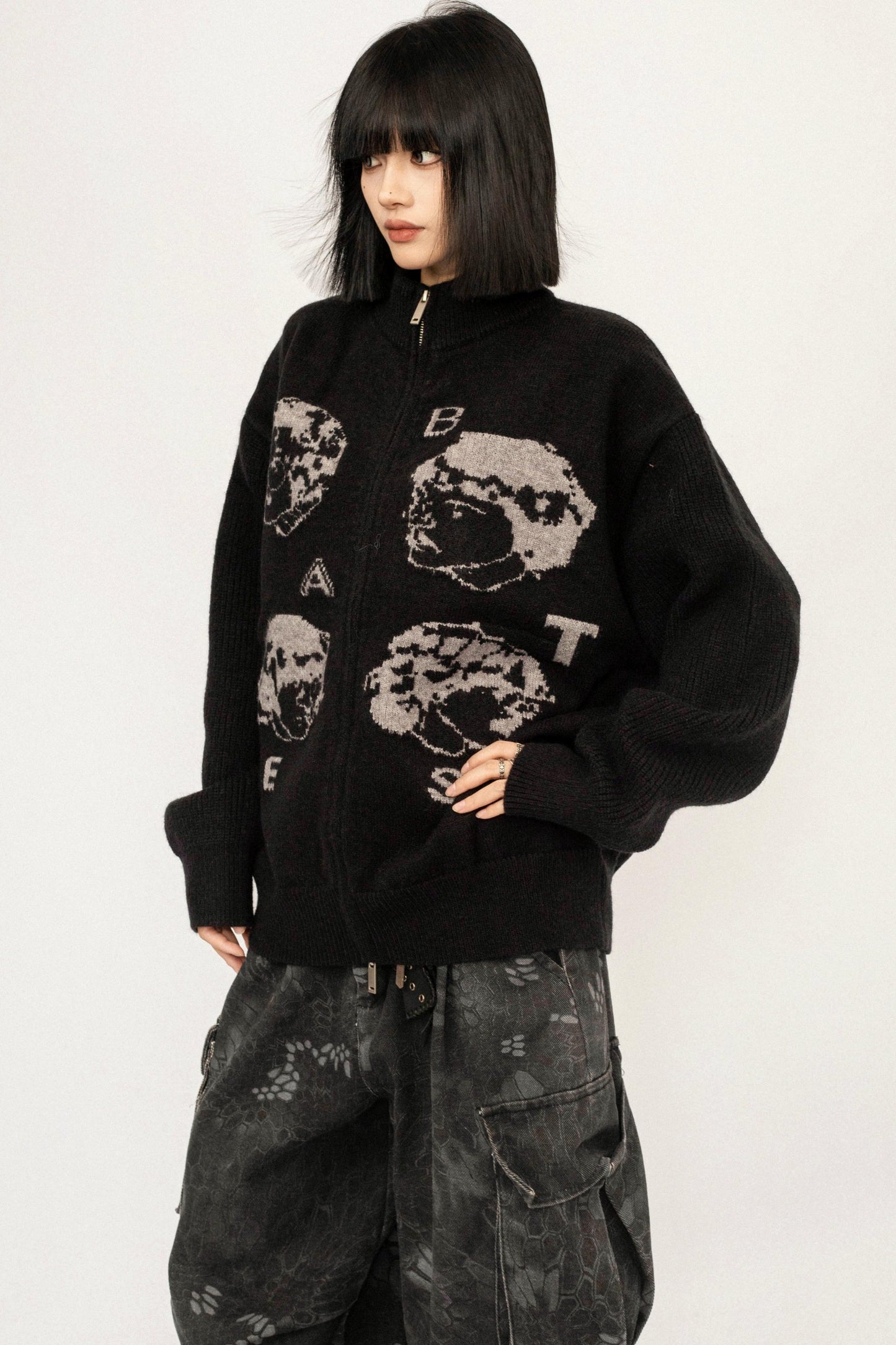 Retro Black Knitted Cardigan