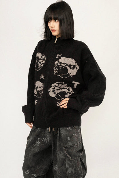 Retro Black Knitted Cardigan