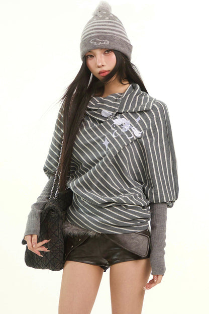 Retro Gray Striped Plush Hat