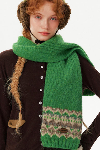 Color-Blocked Jacquard Knitted Scarf