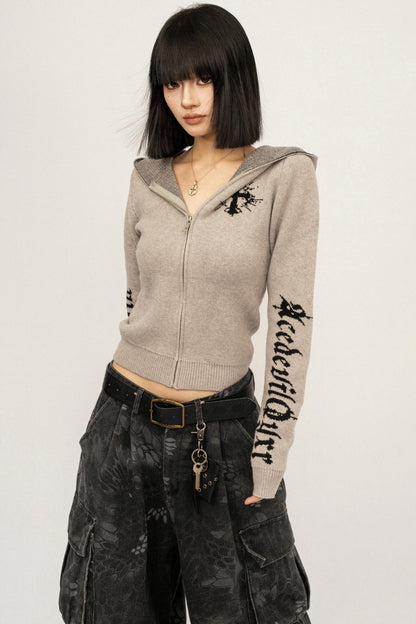 Retro Knit Hooded Cardigan