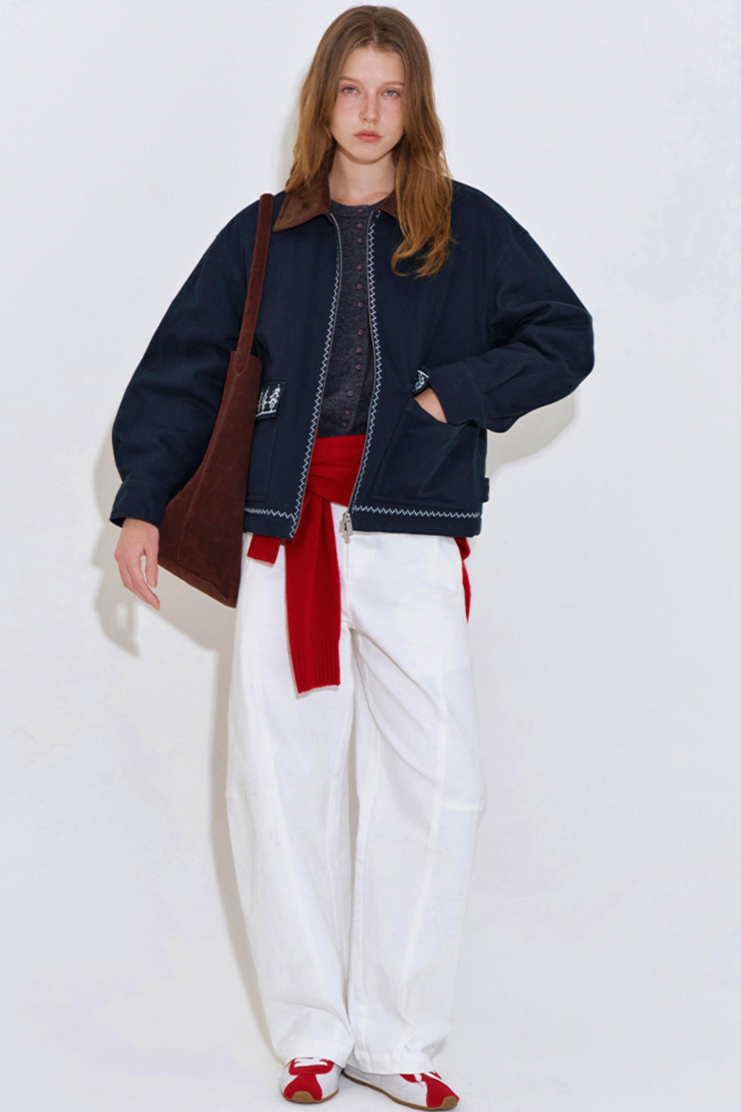 Retro Embroidered Color-Block Jacket