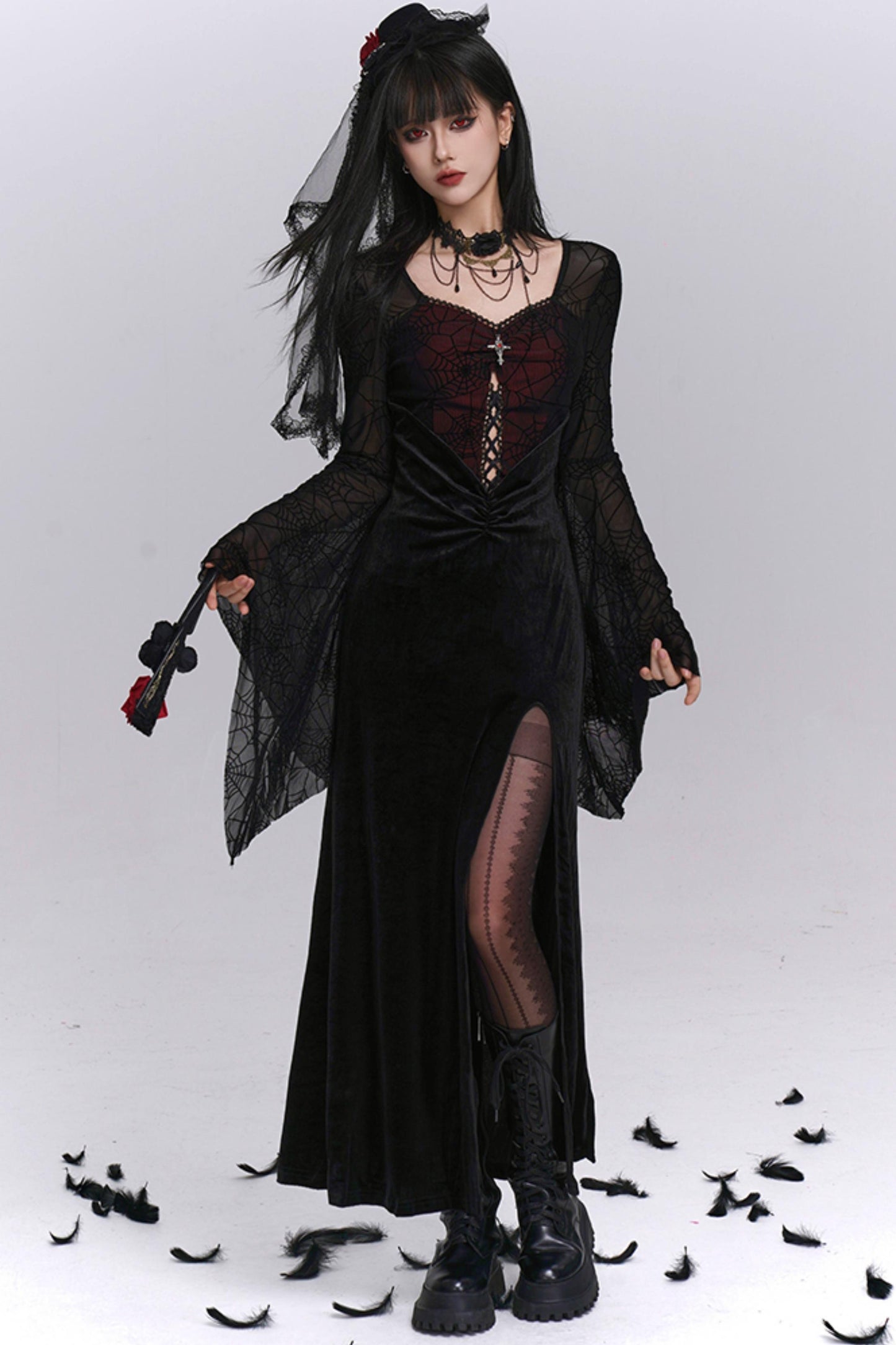 Sexy Gothic Flared Sleeve Dress