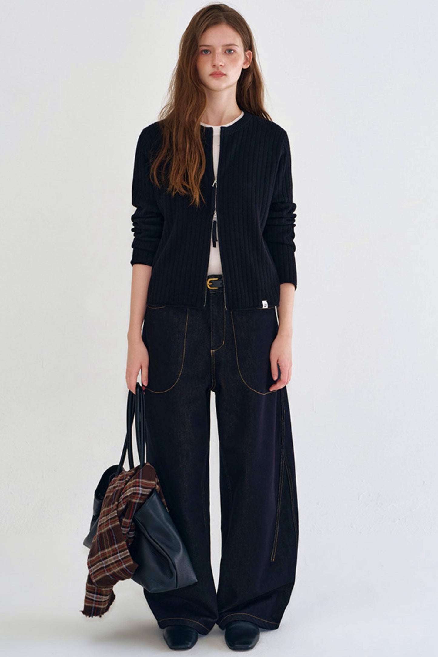 Washed Black Retro Denim Pants