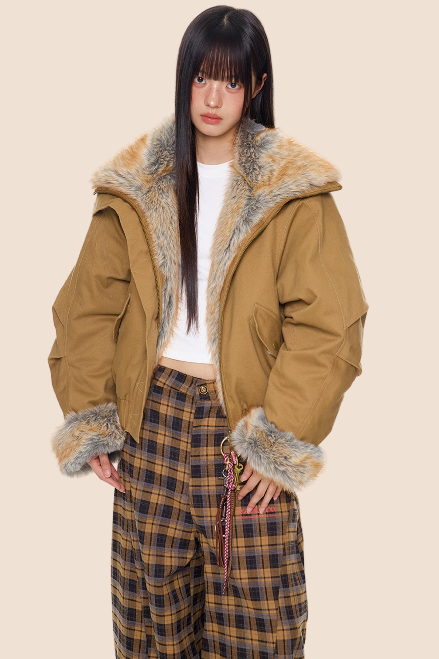 Furry Lapel Cotton Jacket