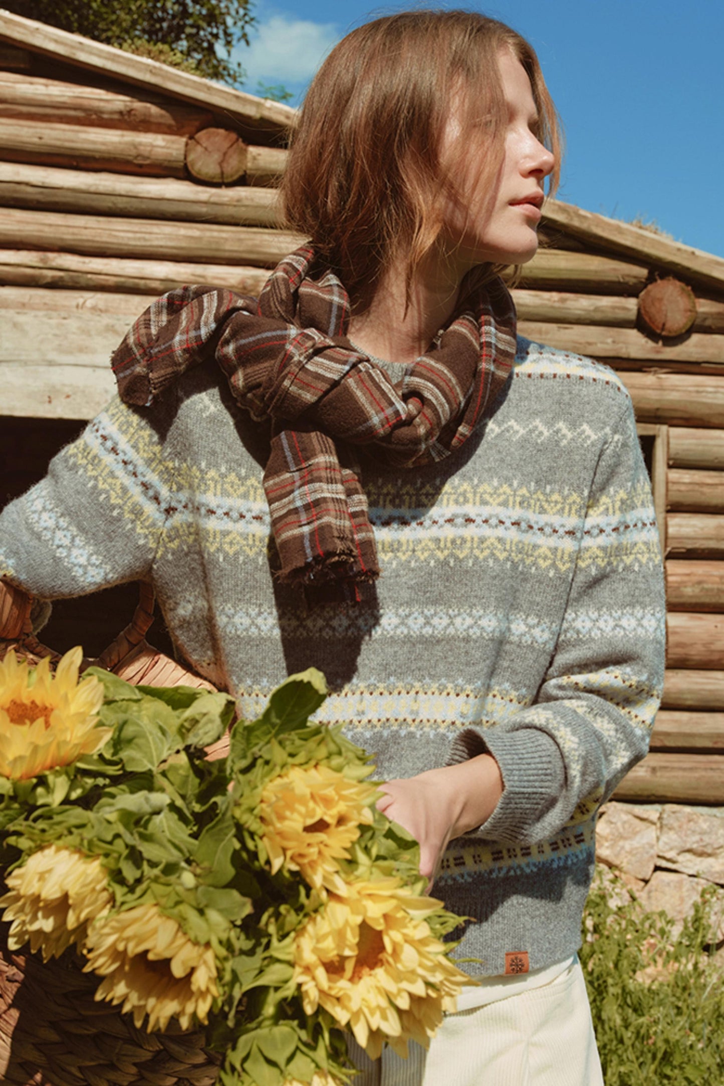 Color-Blocked Fair Isle Wool Sweater