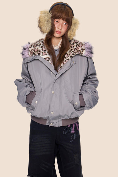 Leopard Print Hooded Jacket