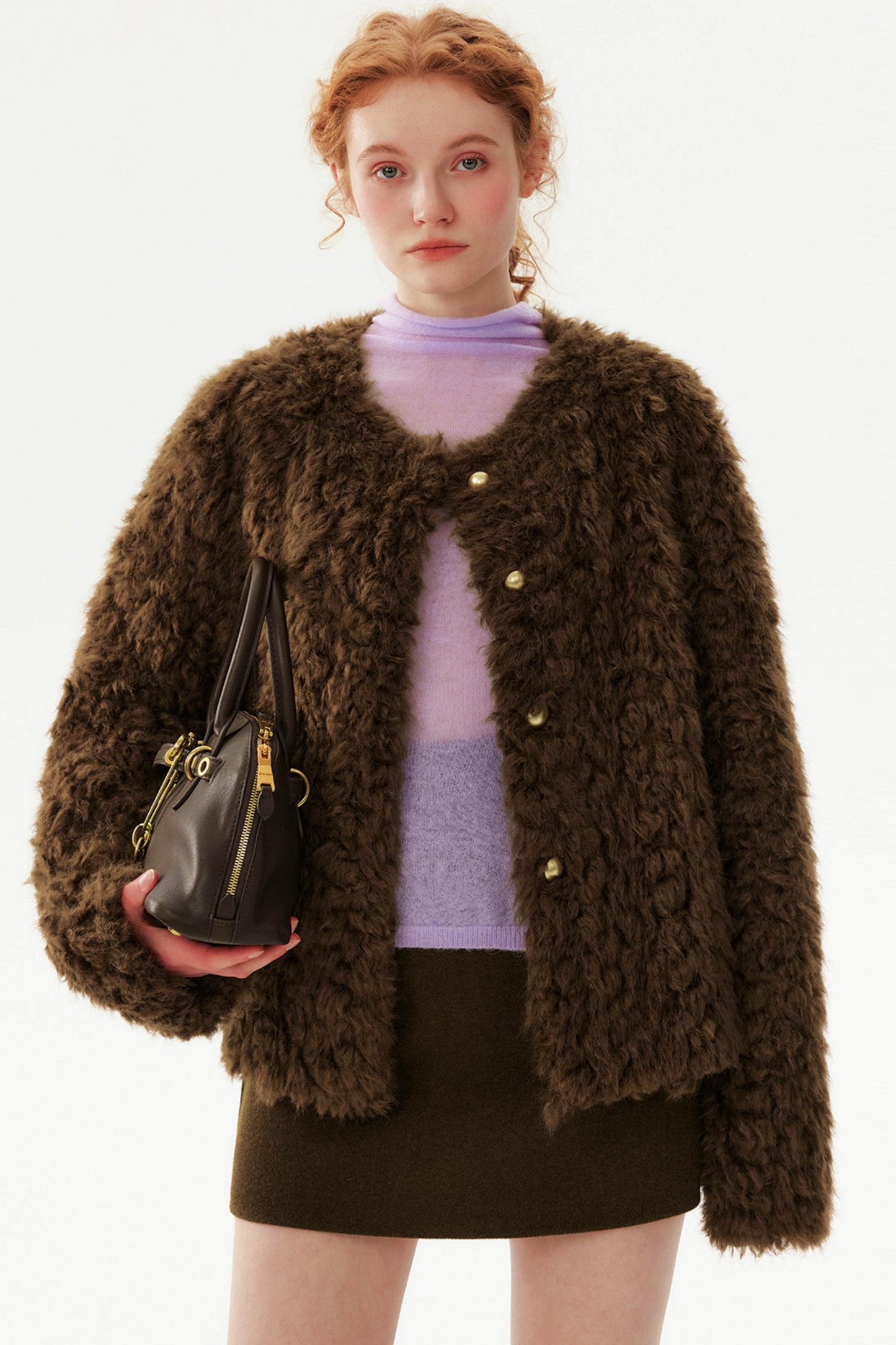 Brown Retro Woolen Skirt