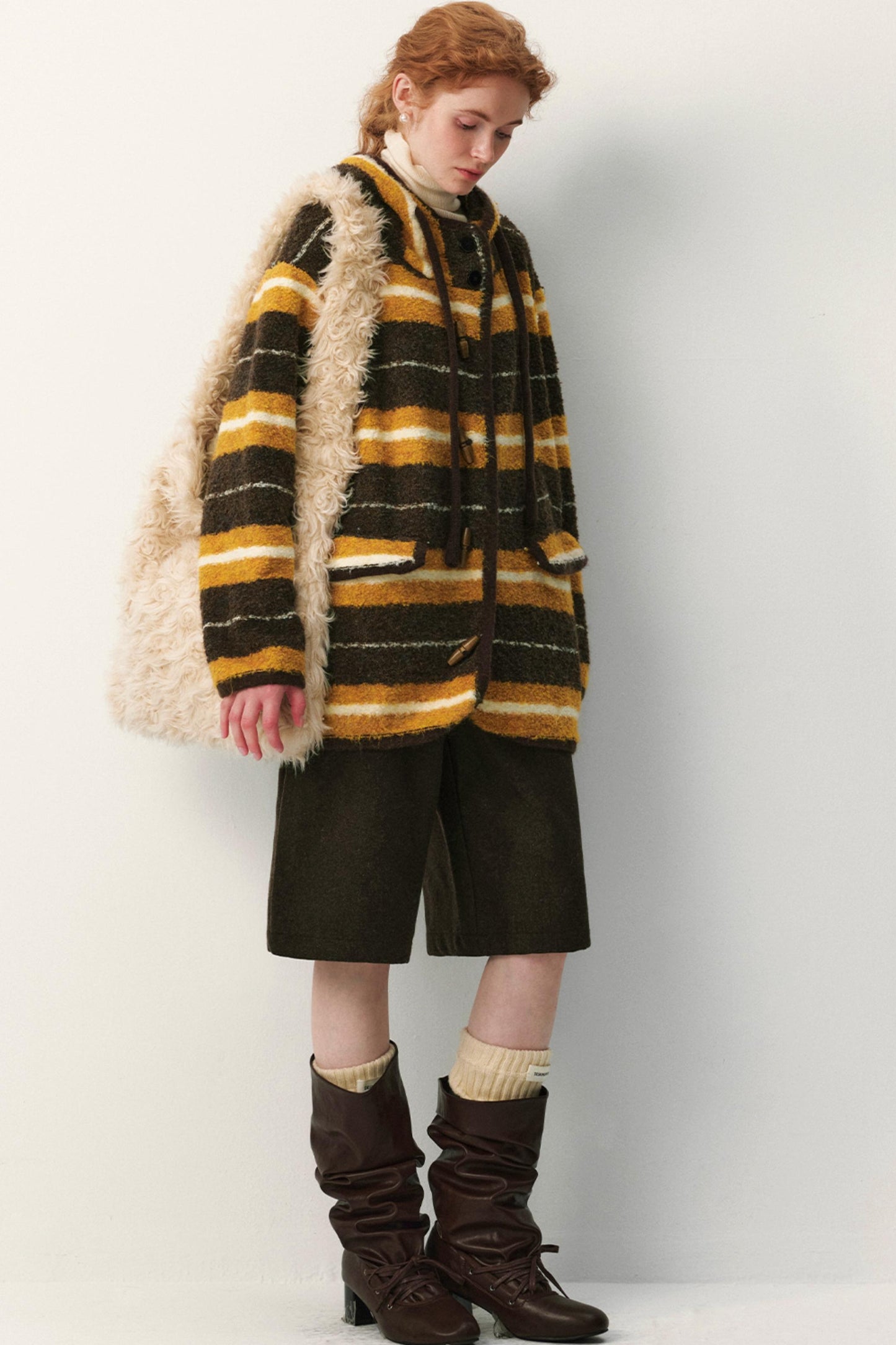 Melard Striped Hooded Coat