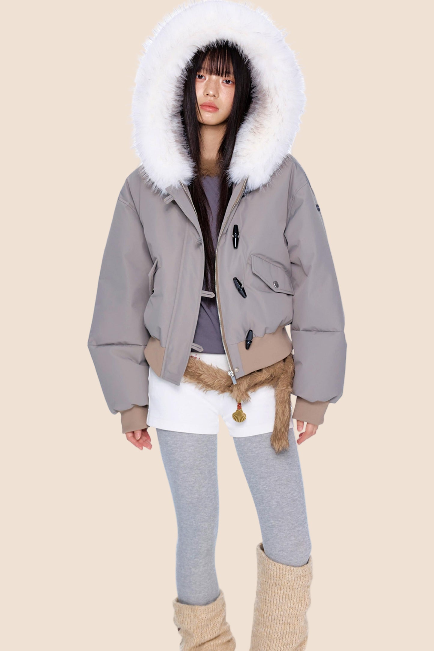 Large Fur Collar Parka Jacket