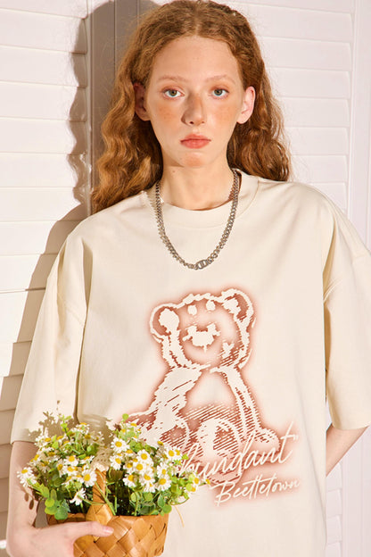 Retro Cartoon Bear Peplum Tee