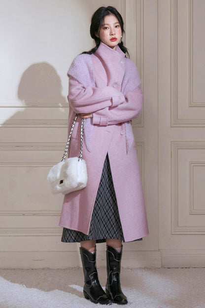 Gray Plaid Leather Skirt