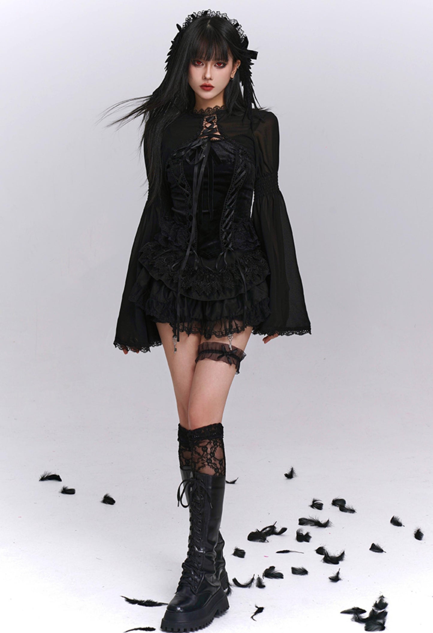 Black Puffy Black Culotte Set-Up