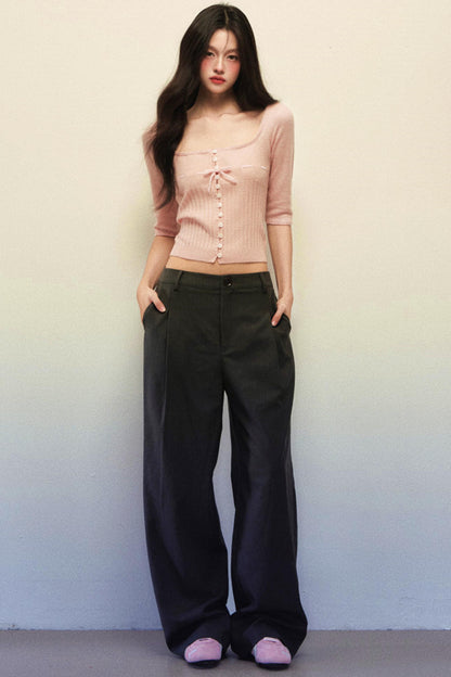 Apricot Pink Knitted Cardigan