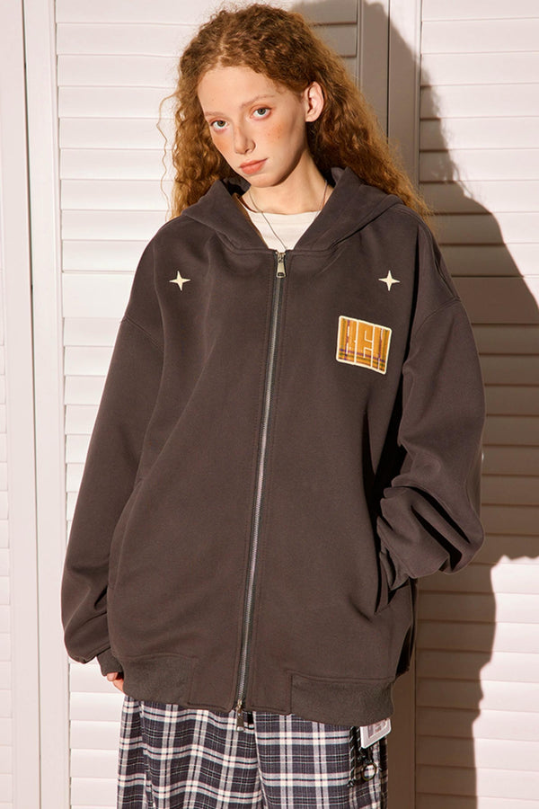 Vintage Peplum Zipper Hoodie Jacket