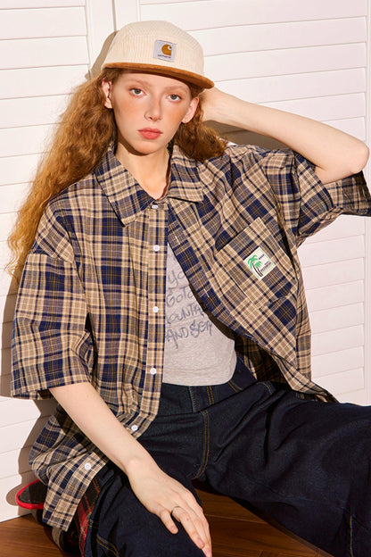 Retro Plaid Short-Sleeve Shirt