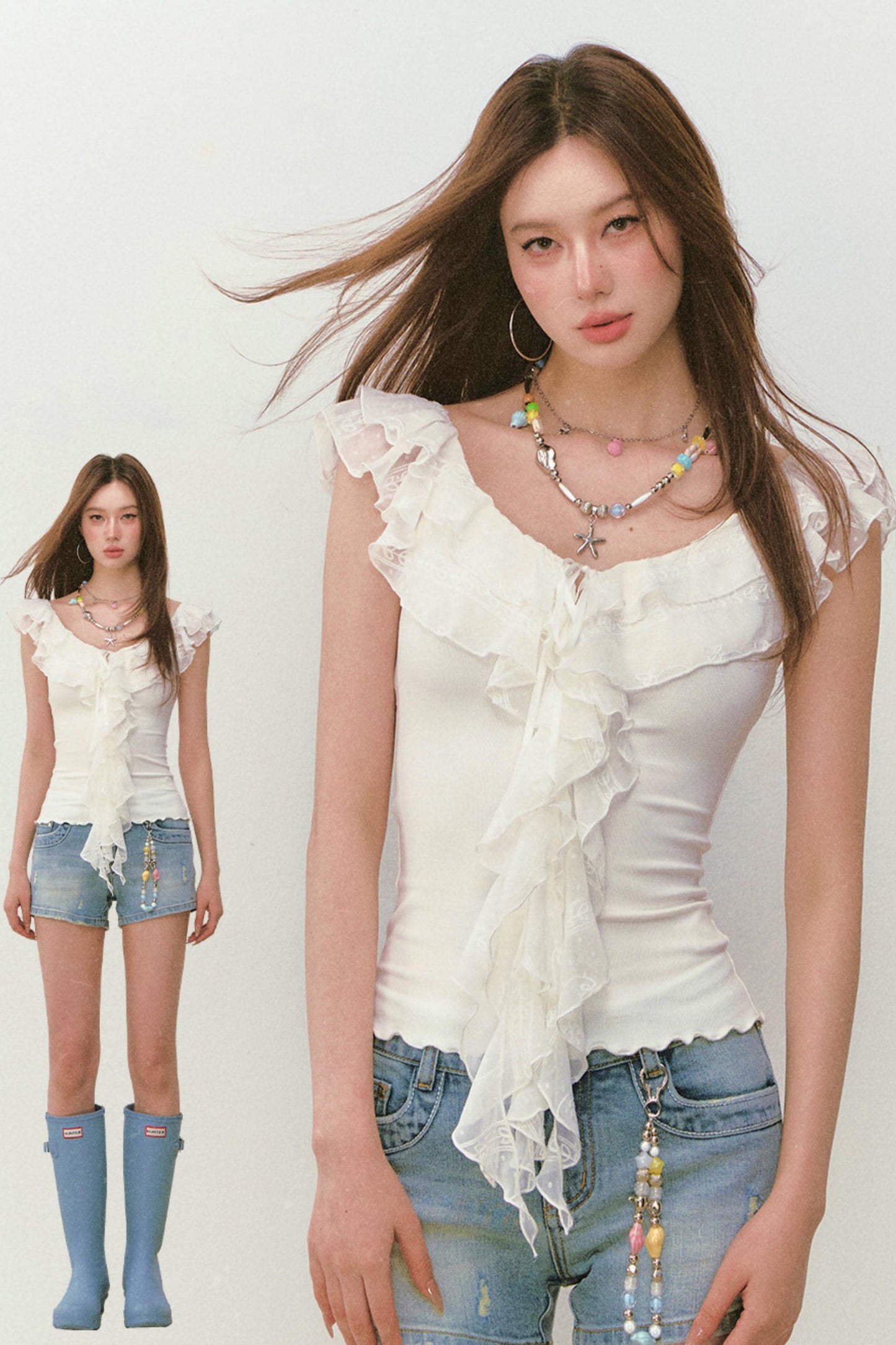 Multi-Layered Lace Ribbon T-Shirt