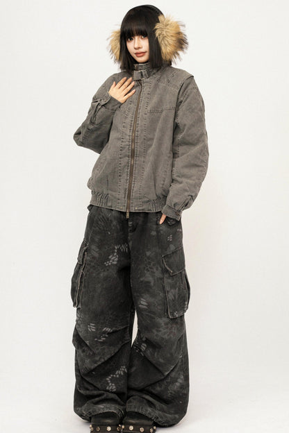 Retro Fur Collar Cotton Jacket