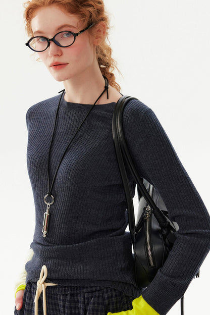 Color-Blocked Wool Blend Sweater