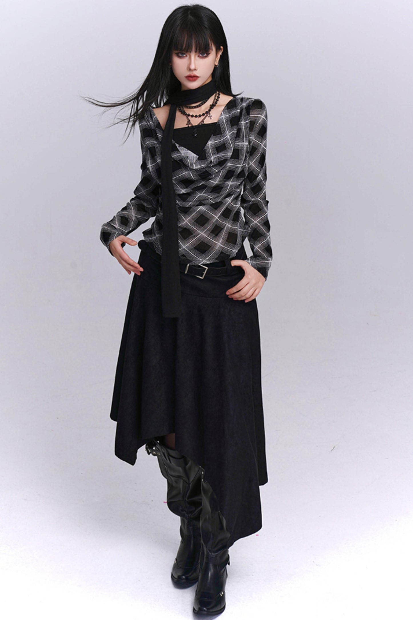 Black And Brown Plaid Top